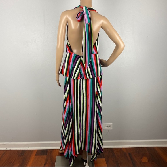 NEW TOPSHOP STRIPED HALTER MAXI DRESS - Picture 8 of 9